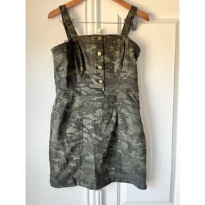 Tinseltown Juniors XL Camouflage Denim Jumper Button Front Utility-Pocket Dress